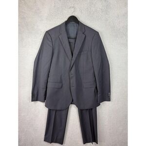 Hugo Boss Suit Mens 42 Gray 100% Virgin Wool 2 Piece Pinstripe Classic Fit Mens